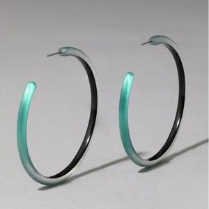 ALEXIS BITTAR • Dark Teal Lightweight Large Skinny Lucite Hoop Earrings